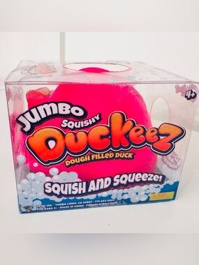 Jumbo Dough Filled Duck Squishy Toy - Bright Hot Pink 🦆🐤
